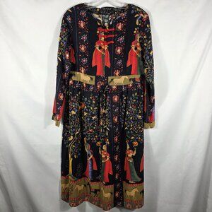 Gracila Multi-Colored Folk Style Ethnic Print Dress Women's Size Medium